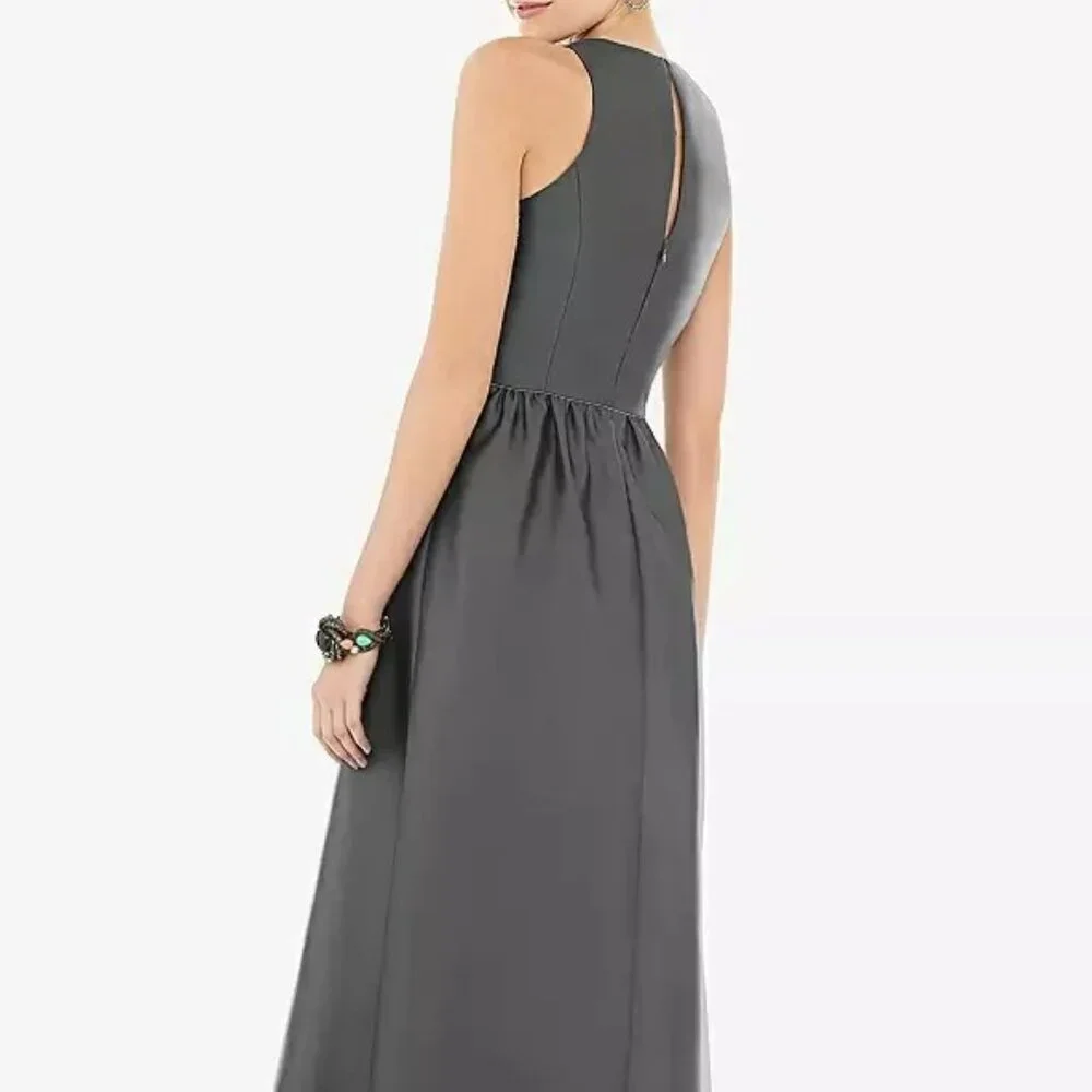 Alfred Sung Keyhole Back Satin Maxi Dress Sample 10 - Picture 9 of 10